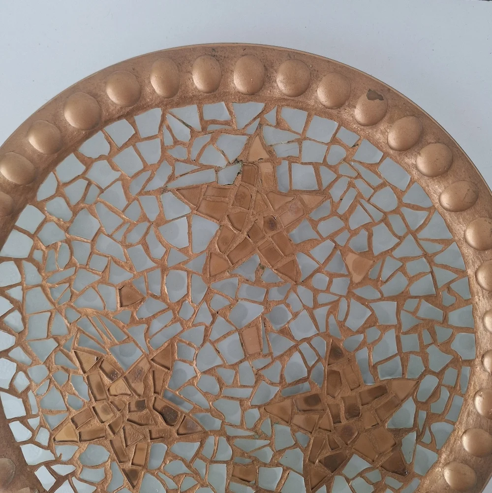 Pier 1 gold & clear glass centerpiece plate